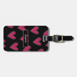 Niedlich rosa Glitzer Herz Gepäckanhänger