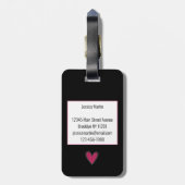 Niedlich rosa Glitzer Herz Gepäckanhänger (Rückseite vertikal)