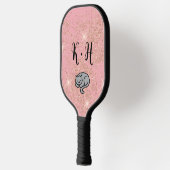 Niedlich rosa Glitzer Katzenmonogramm Pickleball Schläger (Links)