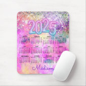 Niedlich rosa Glitzer Monogramm 2025 Mousepad (Mit Mouse)