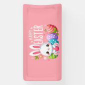 Niedlich, rosa glücklich Osterhase Banner (Vertikal)