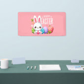 Niedlich, rosa glücklich Osterhase Banner (Messe)