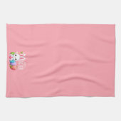 Niedlich, rosa glücklich Osterhase Geschirrtuch (Horizontal)