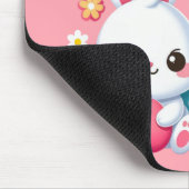 Niedlich, rosa glücklich Osterhase Mousepad (Ecke)