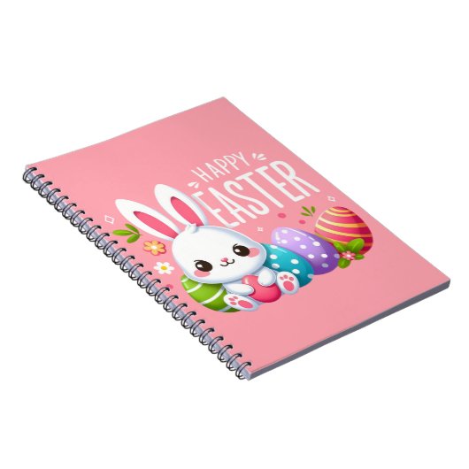 Niedlich, rosa glücklich Osterhase Notizblock (Rechte Seite)