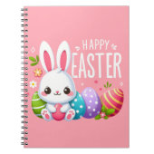 Niedlich, rosa glücklich Osterhase Notizblock (Vorderseite)