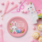 Niedlich, rosa glücklich Osterhase Pappteller (Party)