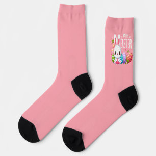 Niedlich, rosa glücklich Osterhase Socken