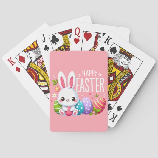 Niedlich, rosa glücklich Osterhase Spielkarten (Rückseite)