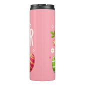 Niedlich, rosa glücklich Osterhase Thermosbecher (Rückseite)