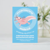 Niedlich-rosa-glückliche axolotl einladung (Stehend Vorderseite)