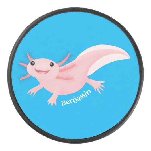 Niedlich-rosa-glückliche axolotl eishockey puck (Vorderseite)