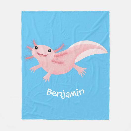 Niedlich-rosa-glückliche axolotl fleecedecke (Vorderseite)