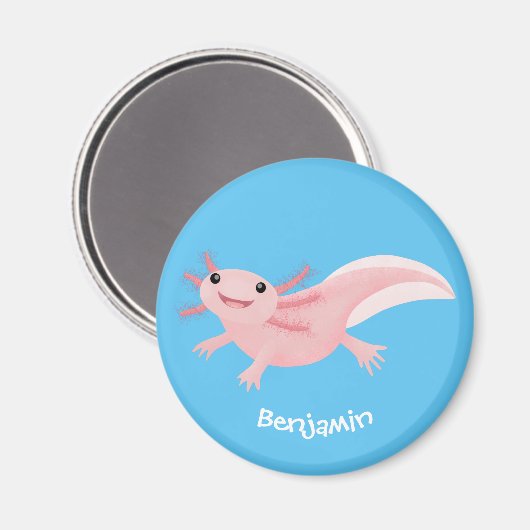 Niedlich-rosa-glückliche axolotl magnet (Vorderseite/Rückseite)
