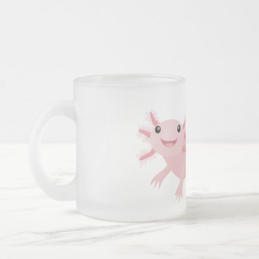 Niedlich-rosa-glückliche axolotl mattglastasse (Links)