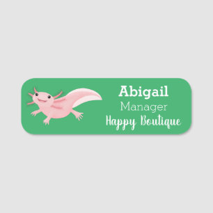 Niedlich-rosa-glückliche axolotl namensschild