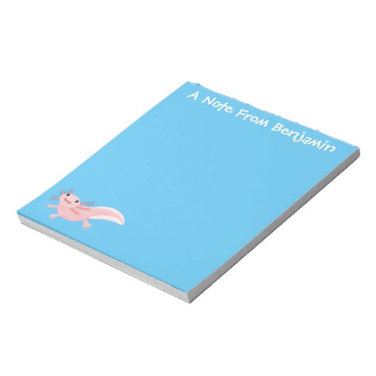 Niedlich-rosa-glückliche axolotl notizblock (Rotiert)