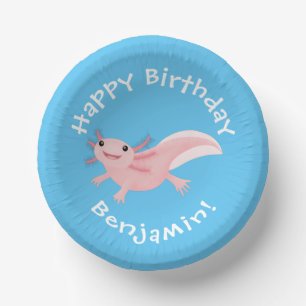 Niedlich-rosa-glückliche axolotl pappteller