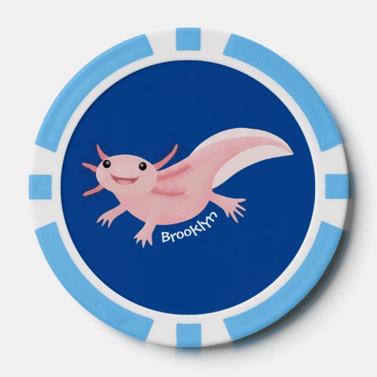 Niedlich-rosa-glückliche axolotl pokerchips (Vorderseite)