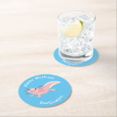 Niedlich-rosa-glückliche axolotl runder pappuntersetzer (Vor Ort)