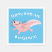 Niedlich-rosa-glückliche axolotl serviette (Vorderseite)