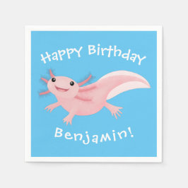 Niedlich-rosa-glückliche axolotl serviette