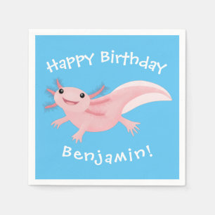 Niedlich-rosa-glückliche axolotl serviette