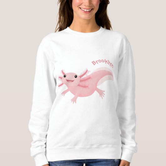 Niedlich-rosa-glückliche axolotl sweatshirt (Vorderseite)