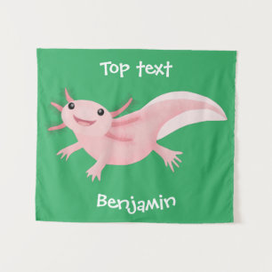 Niedlich-rosa-glückliche axolotl wandteppich