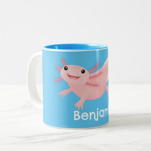 Niedlich-rosa-glückliche axolotl zweifarbige tasse (Vorderseite Links)
