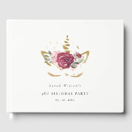 Niedlich rosa goldfarbene Blütenzunge Einhorn jede Gästebuch