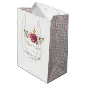 Niedlich rosa goldfarbene Blütenzunge Einhorn jede Mittlere Geschenktüte (Rückseite Schrägansicht)