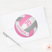 niedlich-rosa-graue personalisierte Volleyball Runder Aufkleber (Umschlag)