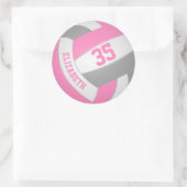 niedlich-rosa-graue personalisierte Volleyball Runder Aufkleber (Tasche)
