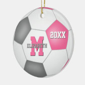 niedlich-rosa-graues Gürtelfußball Keramik Ornament (Links)