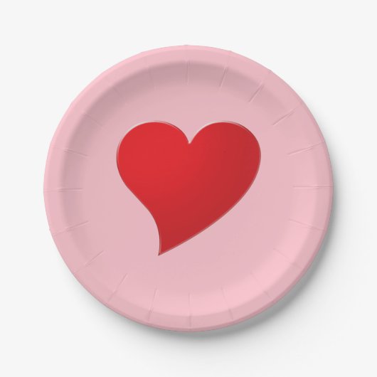 Niedlich rosa Großherz Moderne mädchenhaft Valenti Pappteller (Vorderseite)