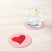 Niedlich rosa Großherz Moderne mädchenhaft Valenti Runder Pappuntersetzer (Vor Ort)