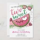 Niedlich rosa grün im Melone 2. Geburtstag Einladung (Vorderseite)