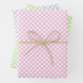 Niedlich rosa, grün und lavender Pastel Gingham Mu Geschenkpapier Set (Beispiel)
