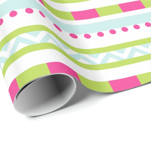 Niedlich rosa, grüne Pantoletten Geschenkpapier (Rolleneckpunkt)