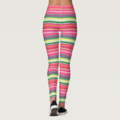 Niedlich rosa grüne Streifen Leggings (Rückseite)