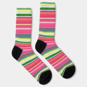 Niedlich rosa grüne Streifen Socken (Rechts)