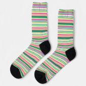 Niedlich rosa grüne Streifen Socken (Linkes Detail)