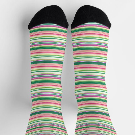 Niedlich rosa grüne Streifen Socken (Oben)