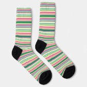 Niedlich rosa grüne Streifen Socken (Rechts)