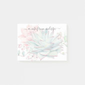 Niedlich rosa grüne Sukkulente Personalisiert Post Post-it Klebezettel (Vorderseite)