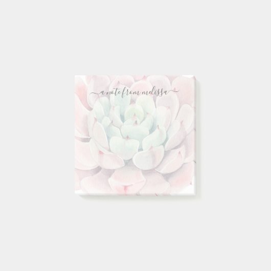 Niedlich rosa grüne Sukkulturen Personalisiert Post-it Klebezettel (Vorderseite)