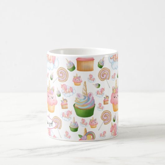 Niedlich rosa, grünes Cupcake-Muster Kaffeetasse (Mittel)