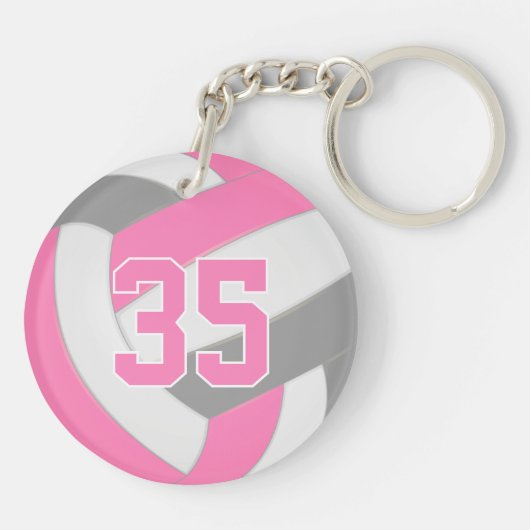 niedlich rosa, gürtelgrauer personalisierter Volle Schlüsselanhänger (Rückseite)