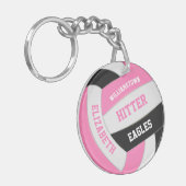 niedlich rosa, gürtelschwarze, personalisierte Vol Schlüsselanhänger (Vorderseite links)